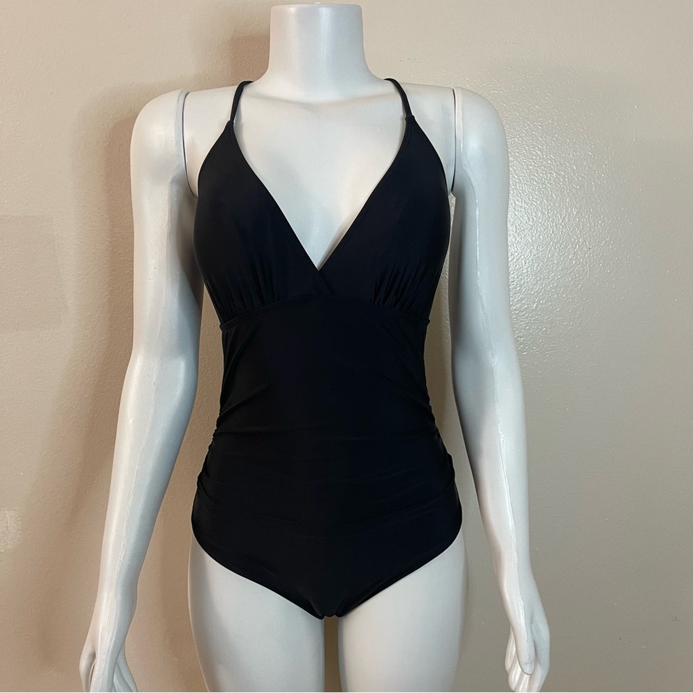 Summer black one piece swimsuit